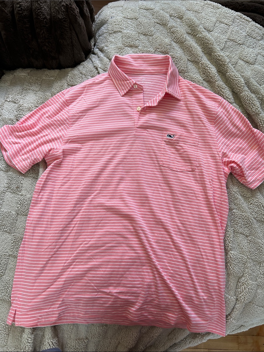 Vineyard Vines Pink & White Stripe Polo Shirt